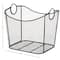 20" Black Metal Storage Basket with Curved Sides & Ring Handles